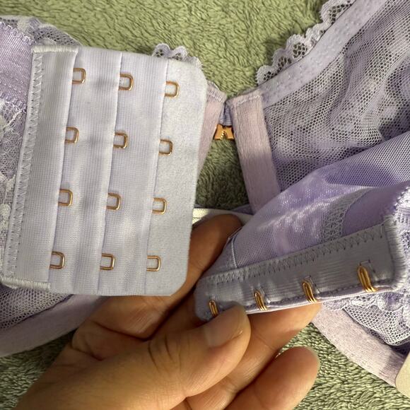 Savage X Fenty Women's Curvy Lace Unlined Bra, Lavender, 42G - Picture 5 of 7